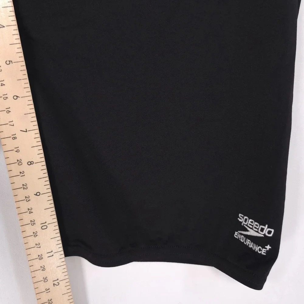 SPEEDO Endurance + Jammer Mens New Swim Trunks 38 Solid Drawstring Black